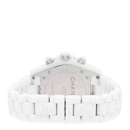 Chanel Stainless Steel Ceramic Diamond 41mm J12 Chronograph Automatic Watch White 3 of 5
