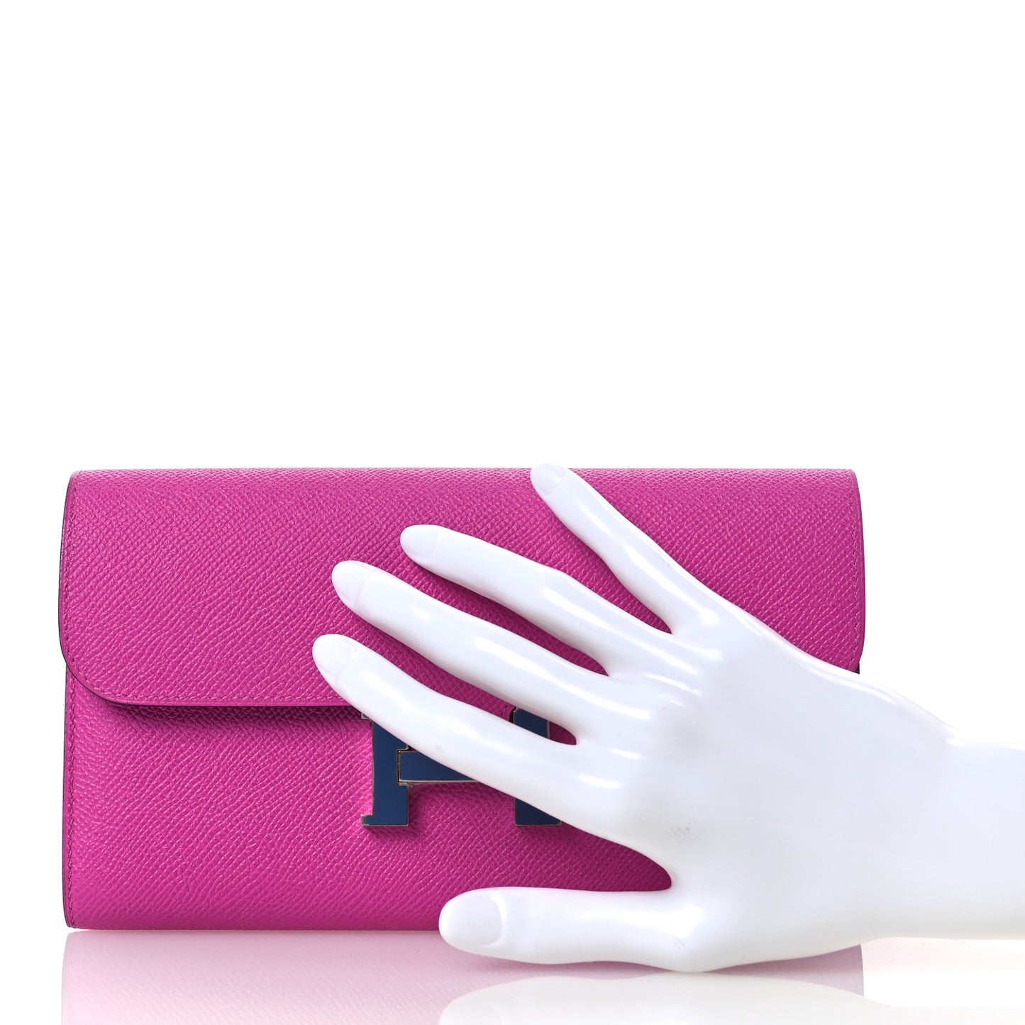Epsom Enamel Constance Long Wallet Magnolia Brighton Bleu