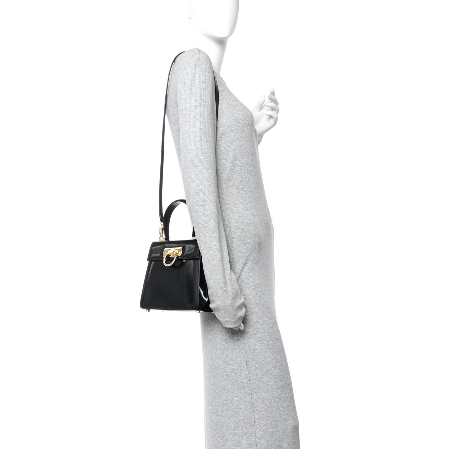 Brushed Off Calfskin Small Iconic Top Handle Black