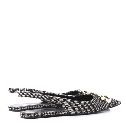 Balenciaga Tweed Prince Of Wales BB Knife Pointy Toe Slingback Flats 36 Brown 4 of 11