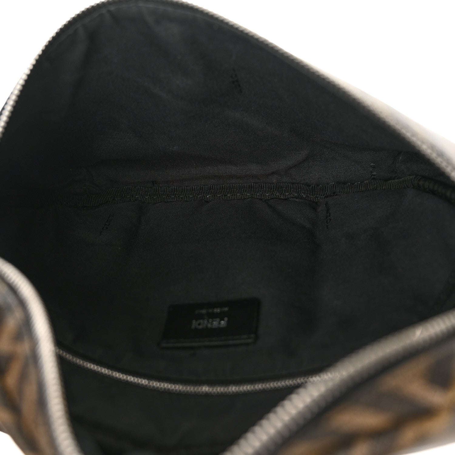 Fendi Glazed Fabric Vitello Liberty FF 1974 Diagonal Belt Bag Tobacco Rosso Black 5 of 13