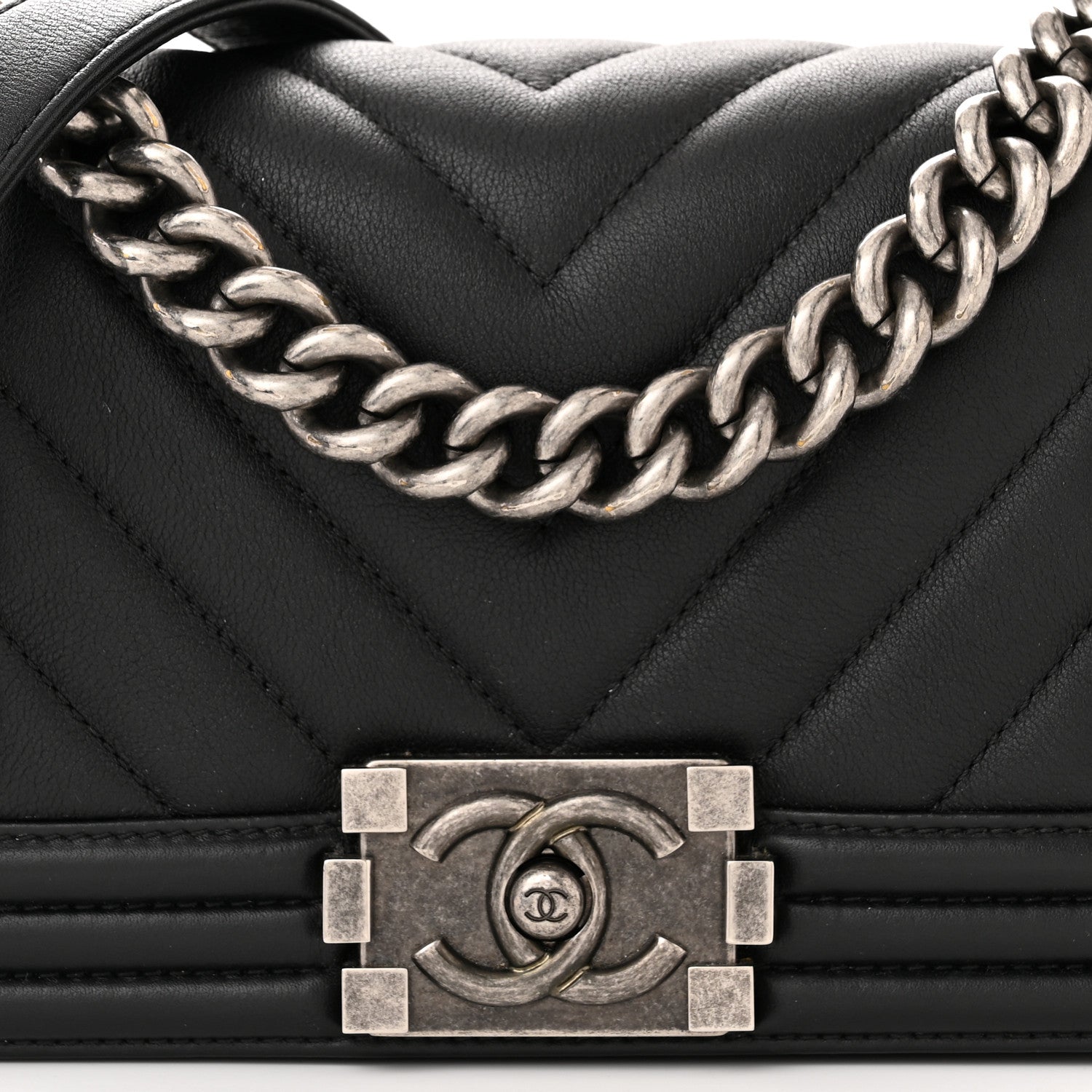 Chanel Calfskin Chevron Quilted Small Boy Flap Black 8 of 11