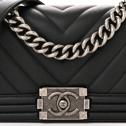 Chanel Calfskin Chevron Quilted Small Boy Flap Black 8 of 11