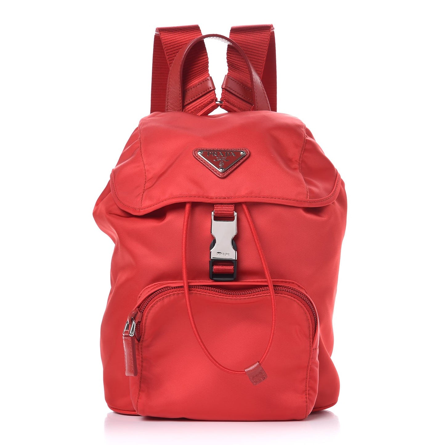 Tessuto Nylon Vela Saffiano Mini Single Snap Buckle Backpack Rosso