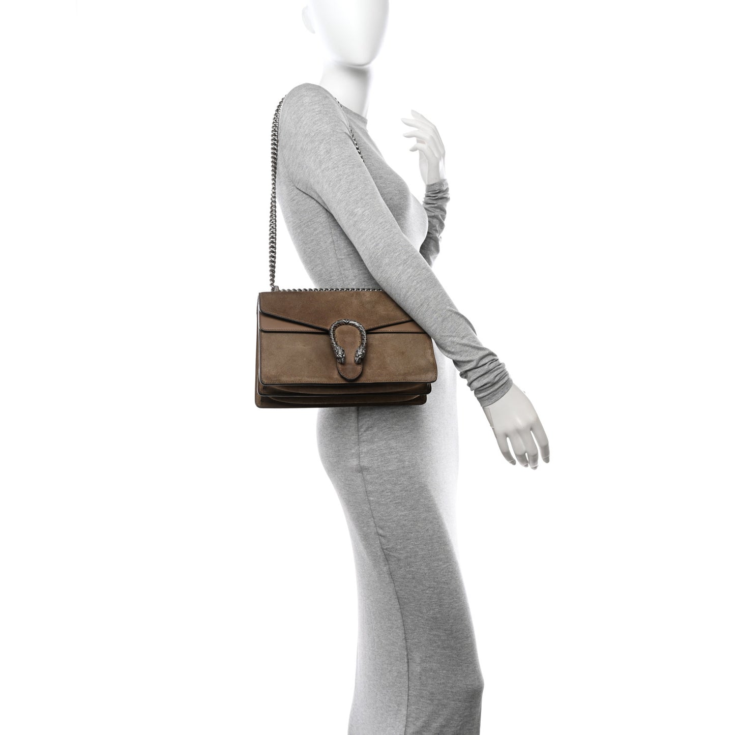 Suede Small Dionysus Shoulder Bag Taupe