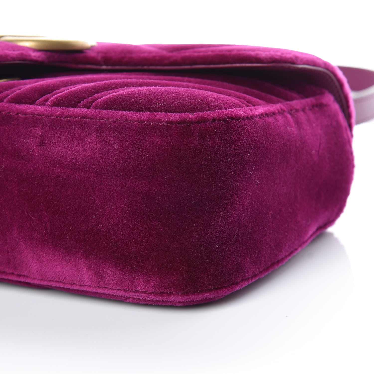 Gucci Velvet Matelasse Mini GG Marmont Shoulder Bag Fuchsia Violet Cyclamen 9 of 9