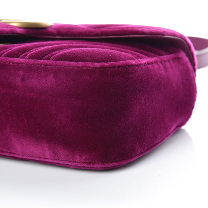 Gucci Velvet Matelasse Mini GG Marmont Shoulder Bag Fuchsia Violet Cyclamen 9 of 9