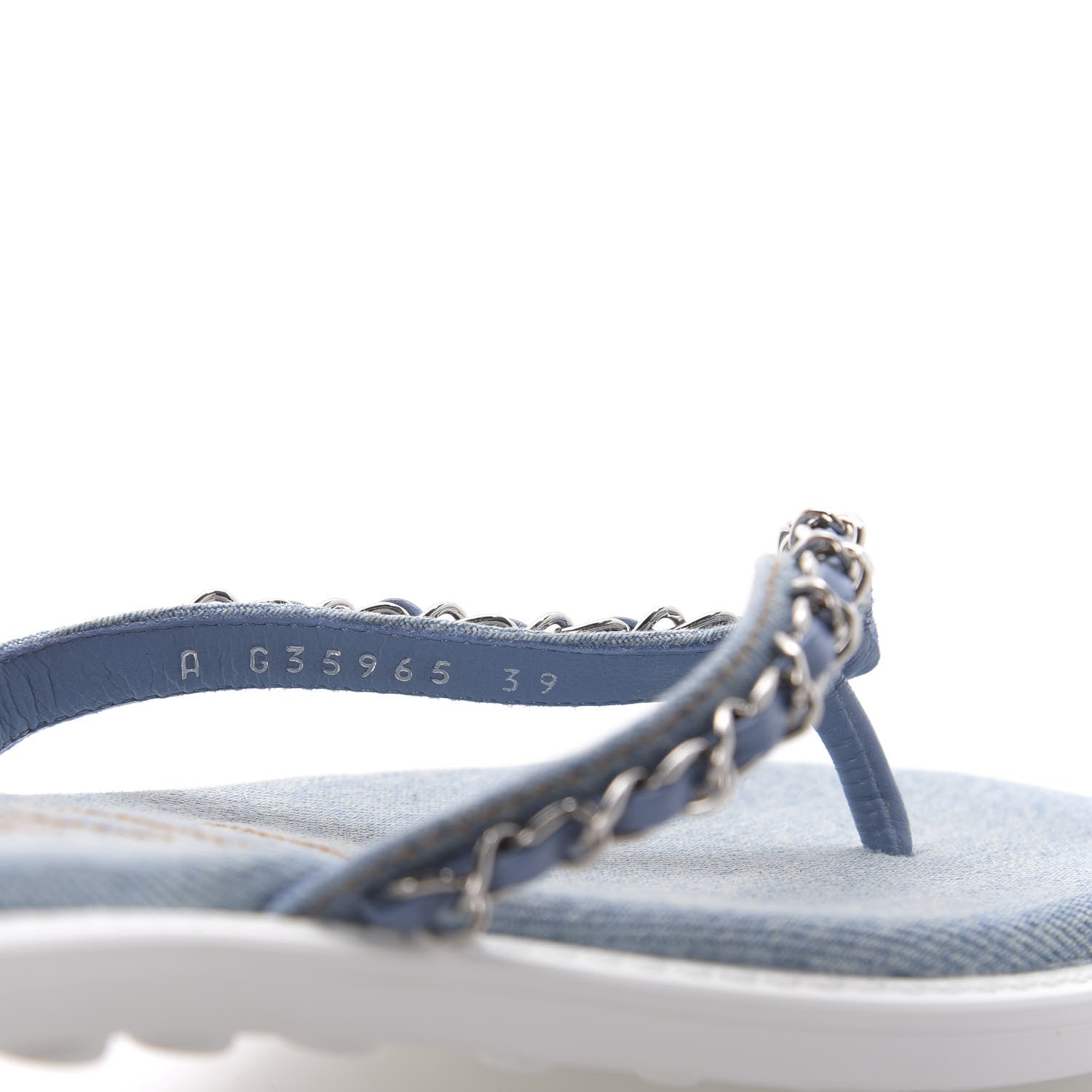 Chanel Denim CC Chain Thong Sandals 39 Blue 8 of 8