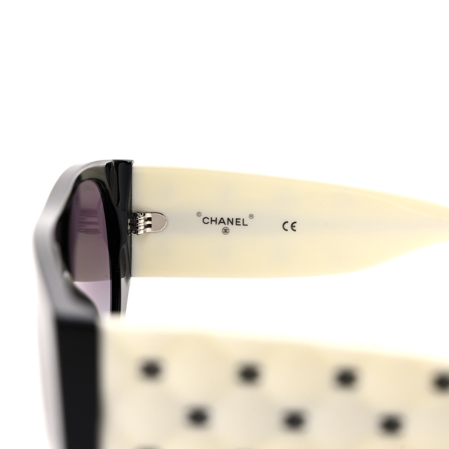 Chanel Acetate Quilted CC Pilot Sunglasses 71465 White Black 6 of 8