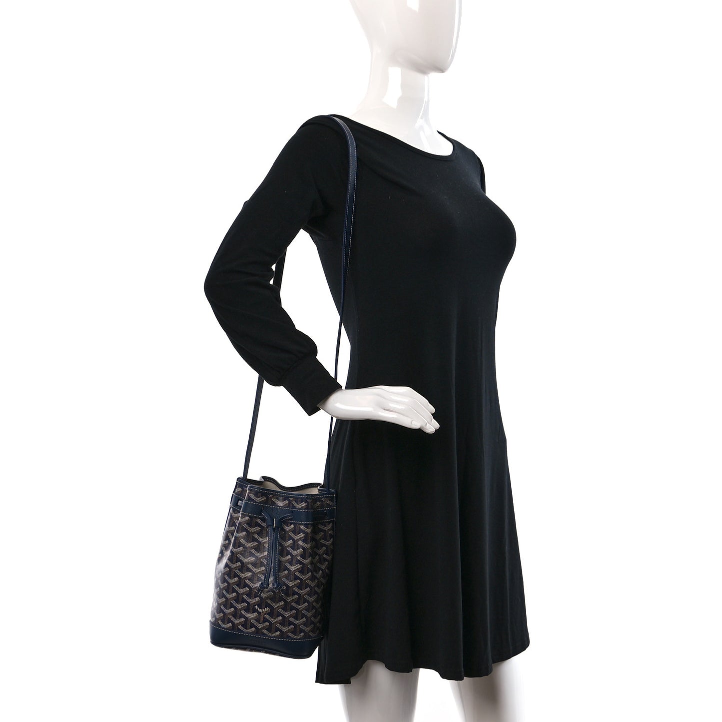 Goyardine Petit Flot Bucket Bag PM Navy