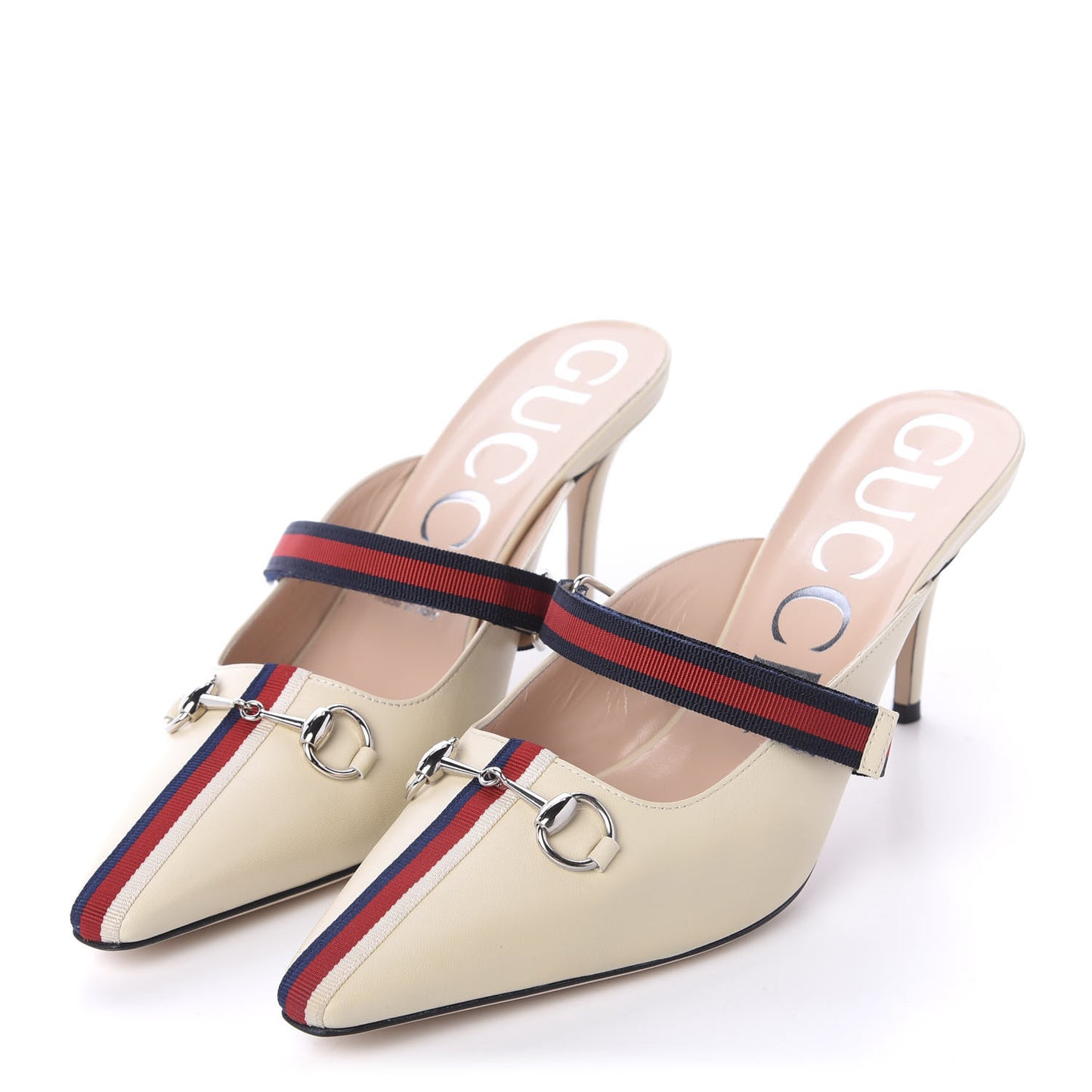 Malaga Kid Sylvie Web Cross Strap Mid-Heel Slides 39.5 Vintage White