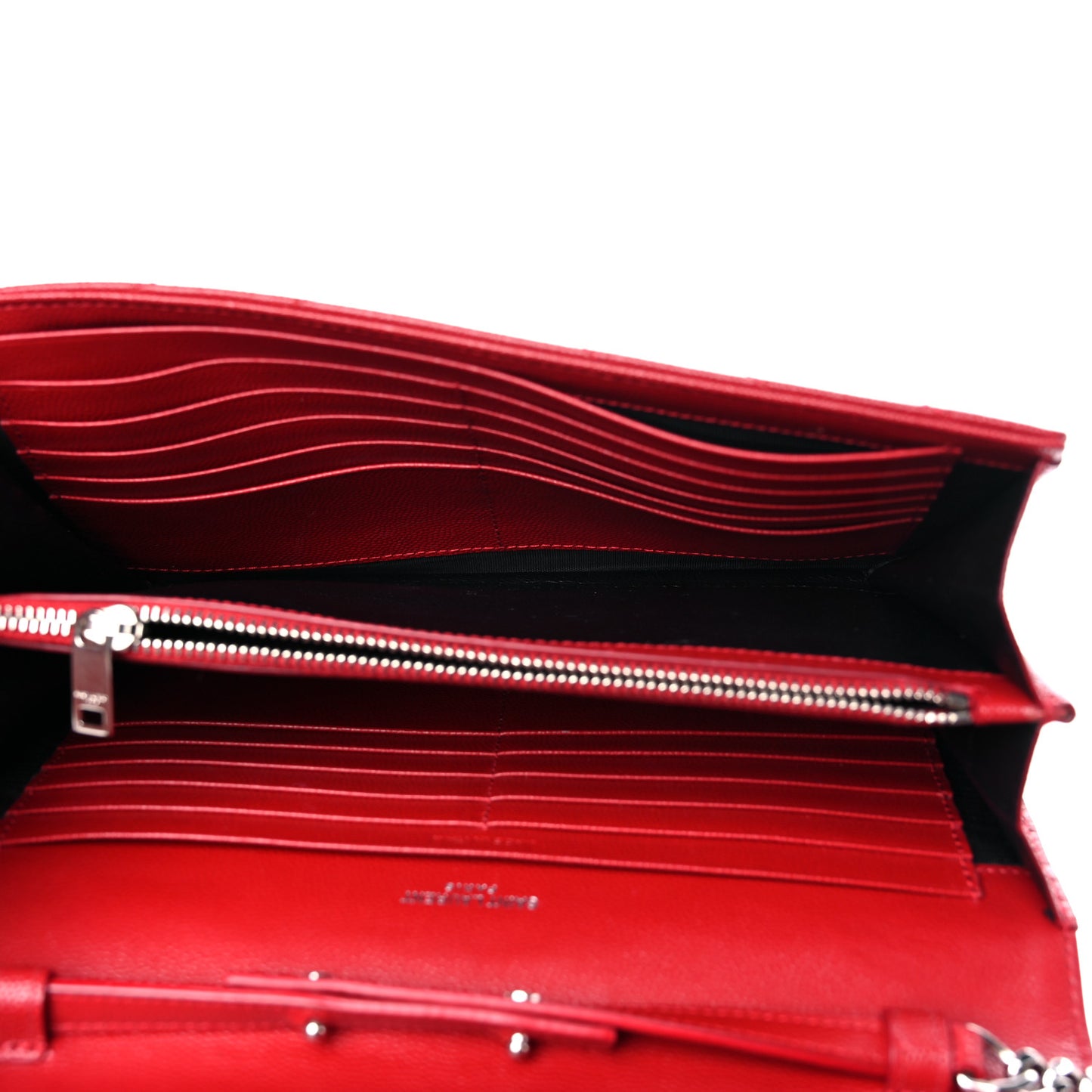 Grain De Poudre Matelasse Chevron Monogram Chain Wallet New Red