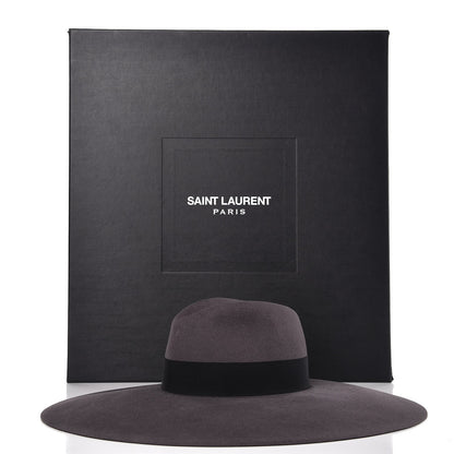 Saint Laurent Rabbit Fur Felt Wide Brim Hat 56 Gray 10 of 10