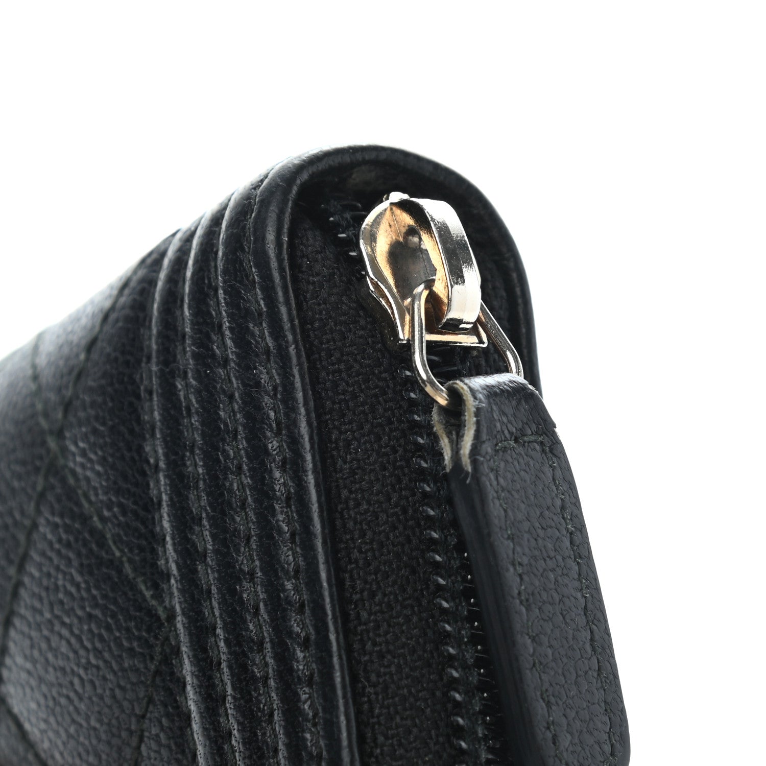 Chanel Caviar Quilted Boy Zip Around Coin Purse Wallet Black 9 of 10
