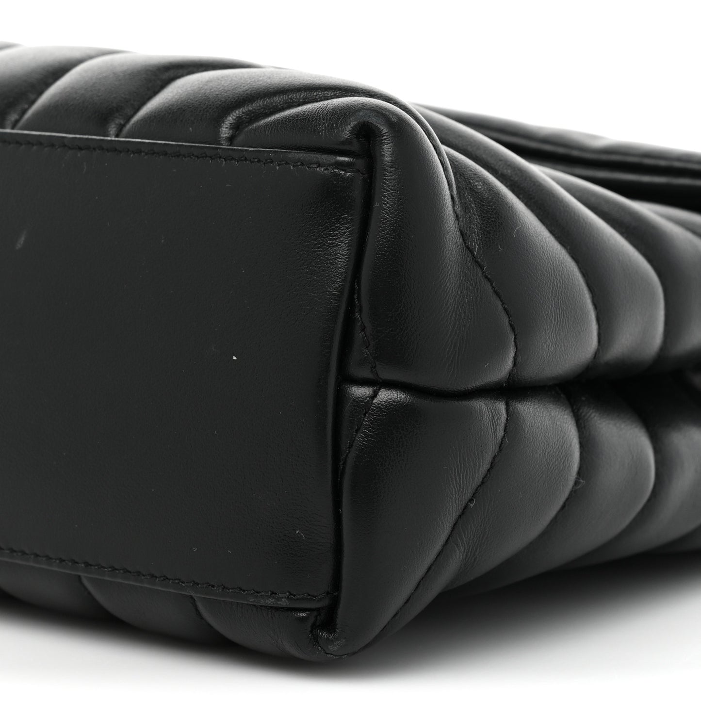Calfskin Y Quilted Monogram Small Loulou Chain Satchel Black