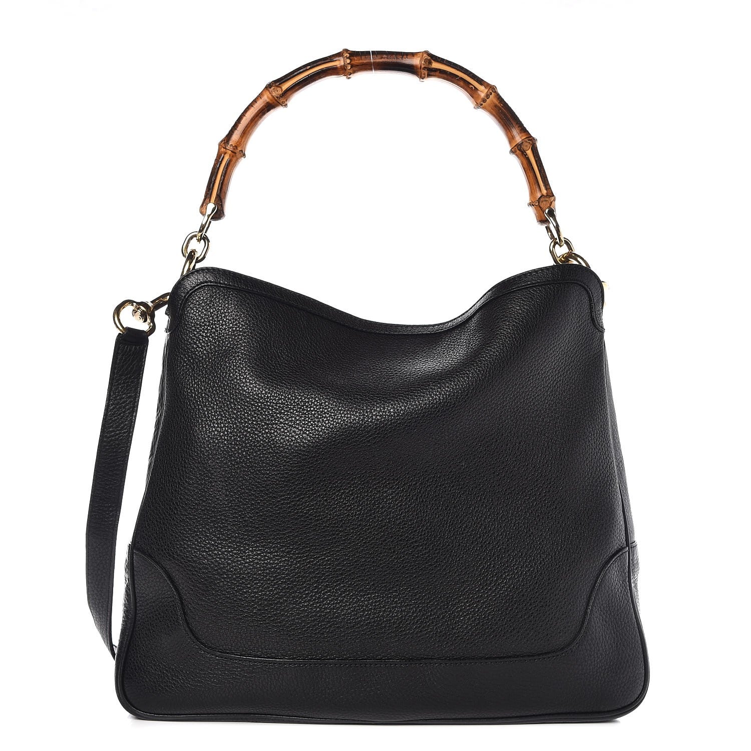 Gucci Pebbled Calfskin Medium Diana Bamboo Shoulder Bag Black 1 of 12