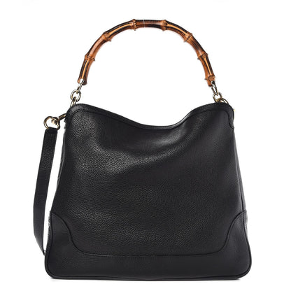 Gucci Pebbled Calfskin Medium Diana Bamboo Shoulder Bag Black 1 of 12
