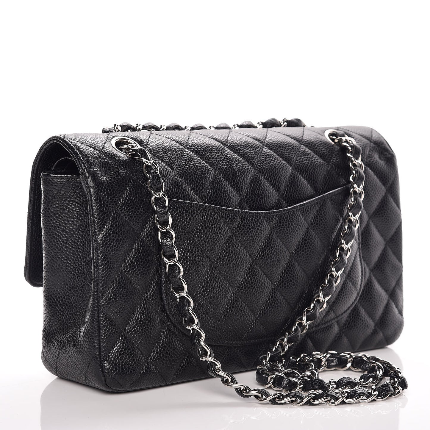 Caviar Quilted Medium Double Flap Black