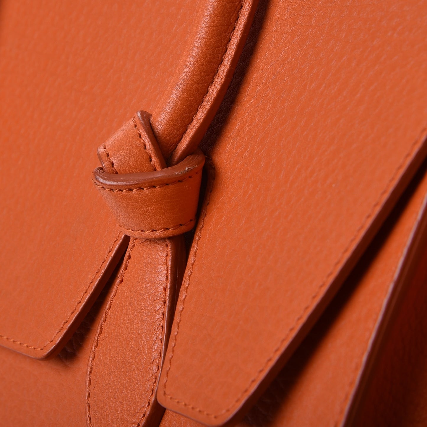 Crisped Calfskin Mini Tie Knot Tote Burnt Orange