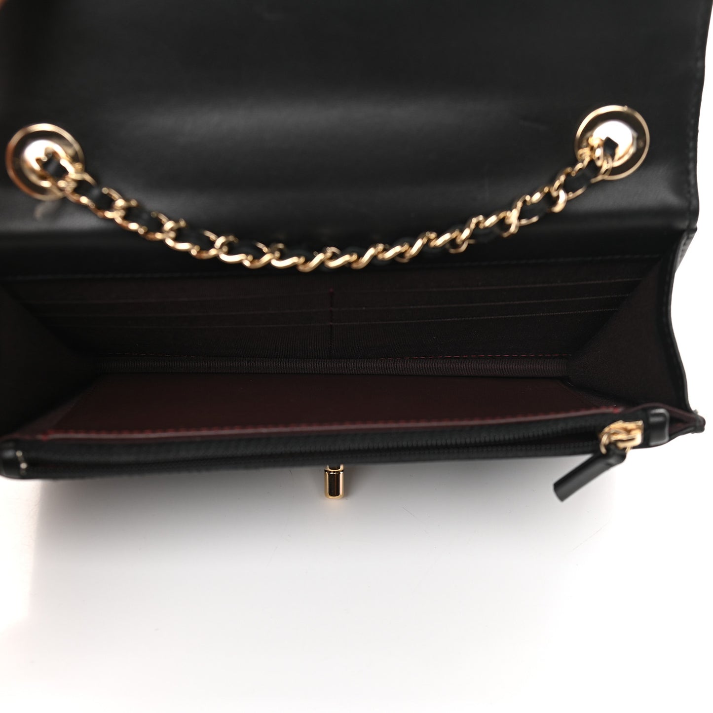 Lambskin Quilted Trendy CC Wallet On Chain WOC Black