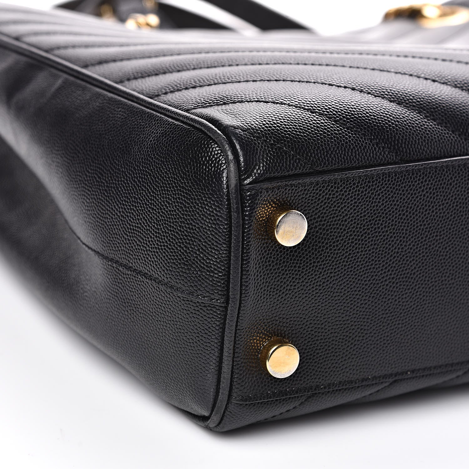 Saint Laurent Grain De Poudre Matelasse Chevron Monogram Shopping Bag Black 8 of 18