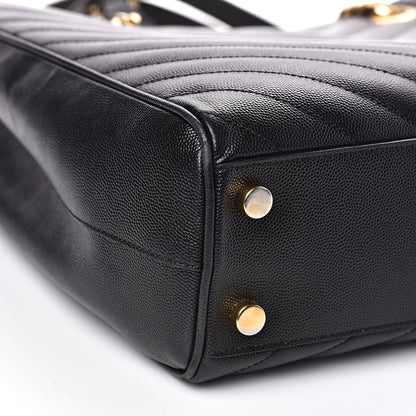 Saint Laurent Grain De Poudre Matelasse Chevron Monogram Shopping Bag Black 8 of 18