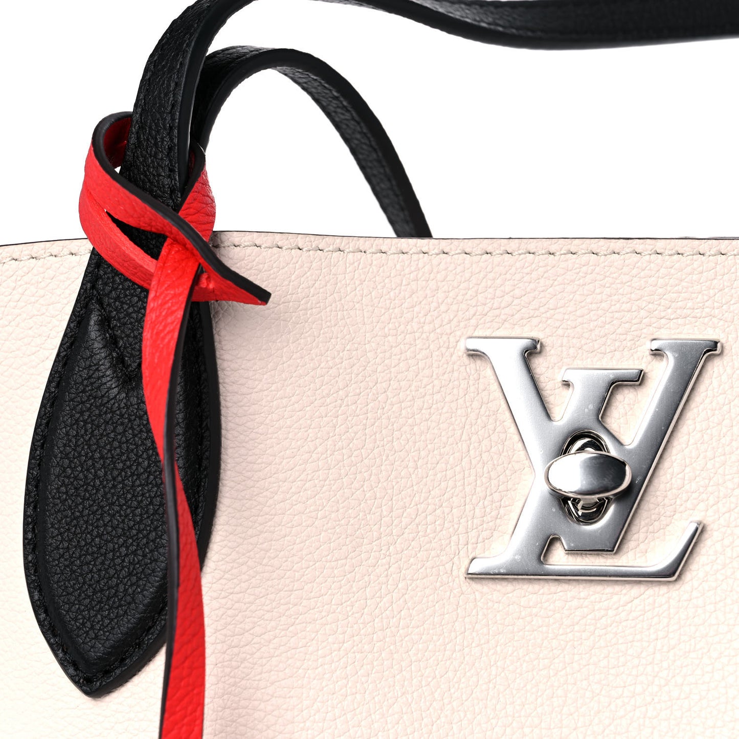 Calfskin Lockme Go Tote Kabuki Red Quartz Black