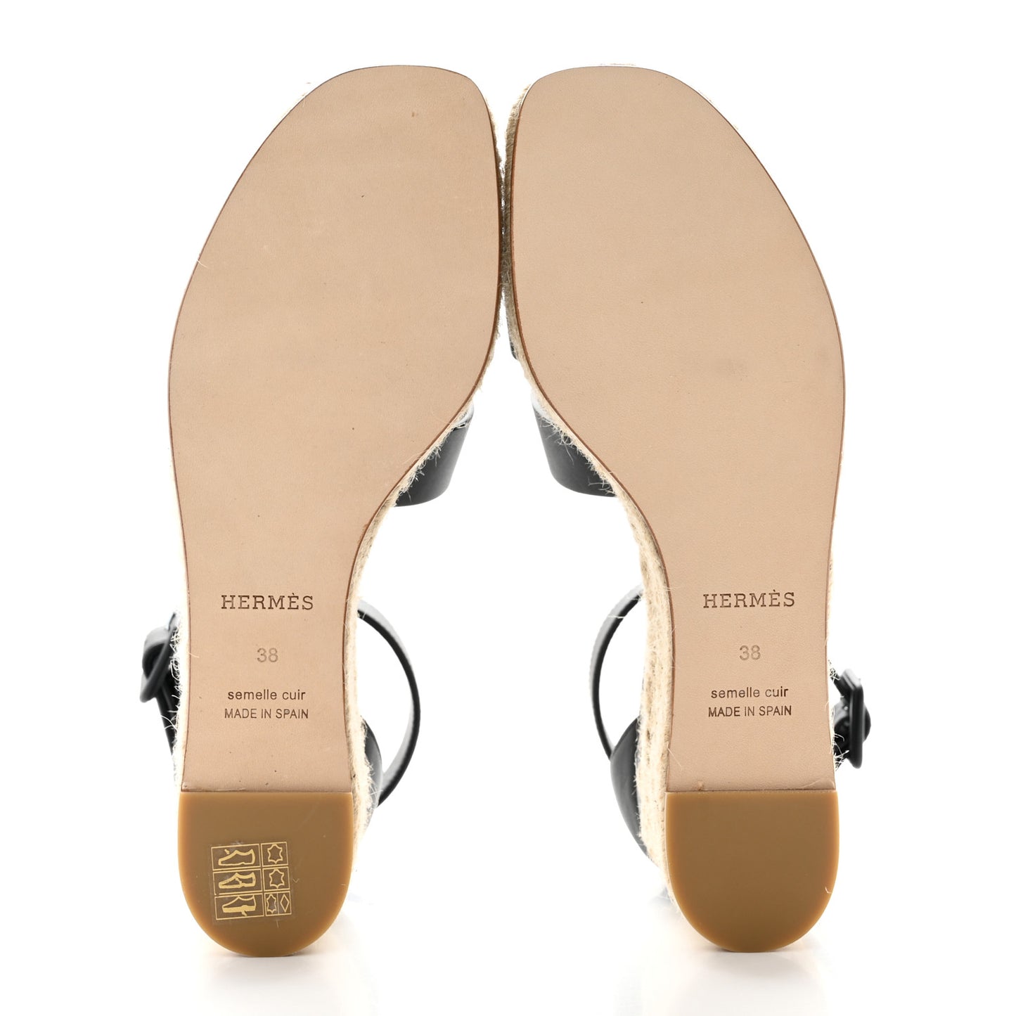 Goatskin Elda Espadrille Wedge Sandals 38 Black