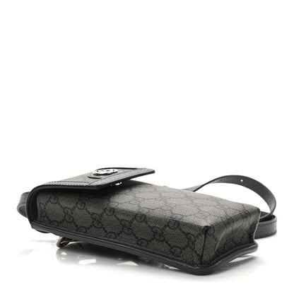 Gucci GG Supreme Monogram Textured Dollar Calfskin Phone Crossbody Bag Grey Black Graphite Grey 4 of 10