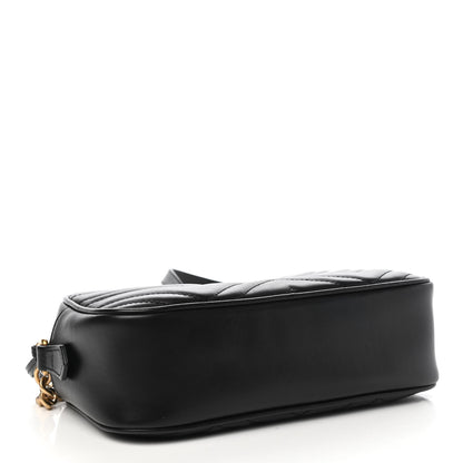 Gucci Calfskin Matelasse Small GG Marmont Chain Shoulder Bag Black 4 of 10