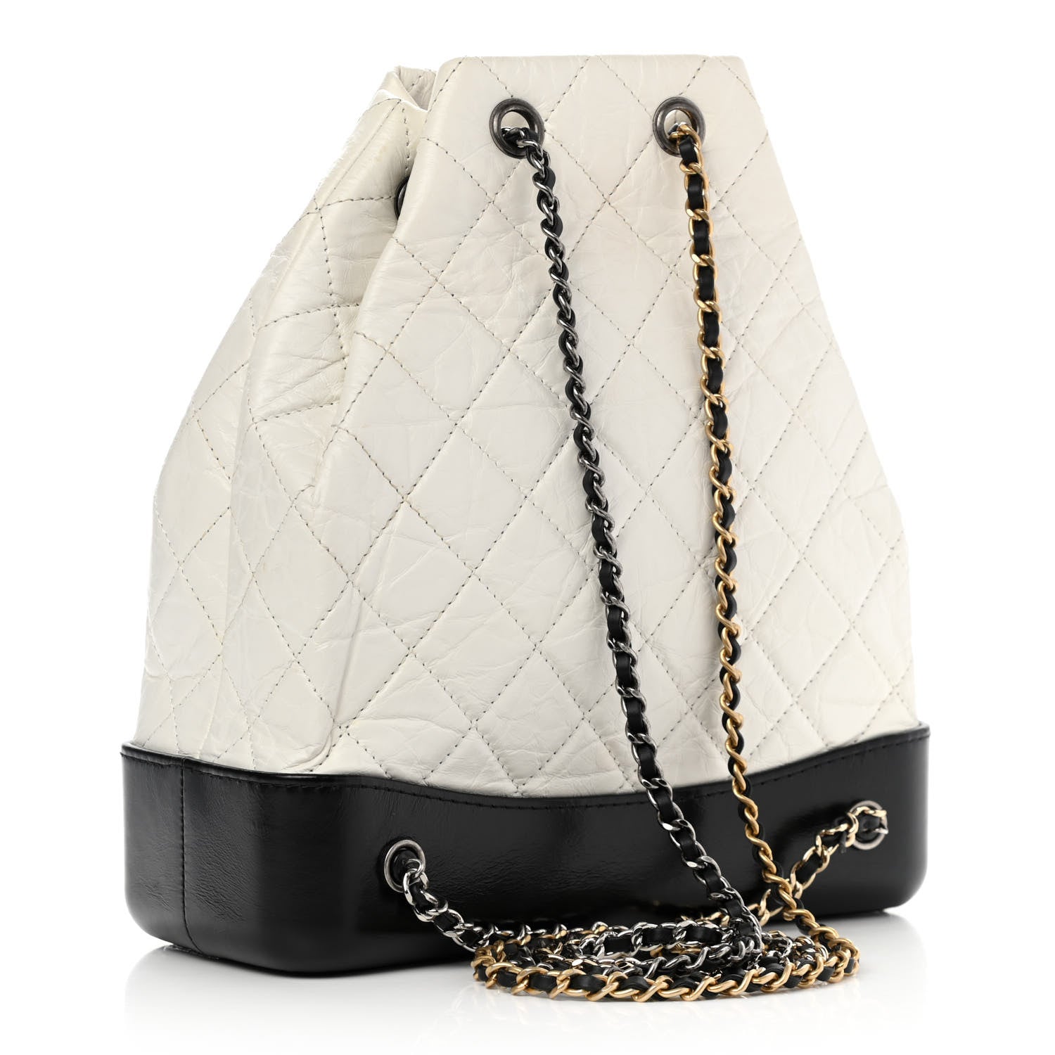 Chanel Aged Calfskin Quilted Gabrielle Backpack Black White 3 of 12
