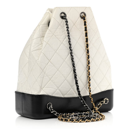Chanel Aged Calfskin Quilted Gabrielle Backpack Black White 3 of 12