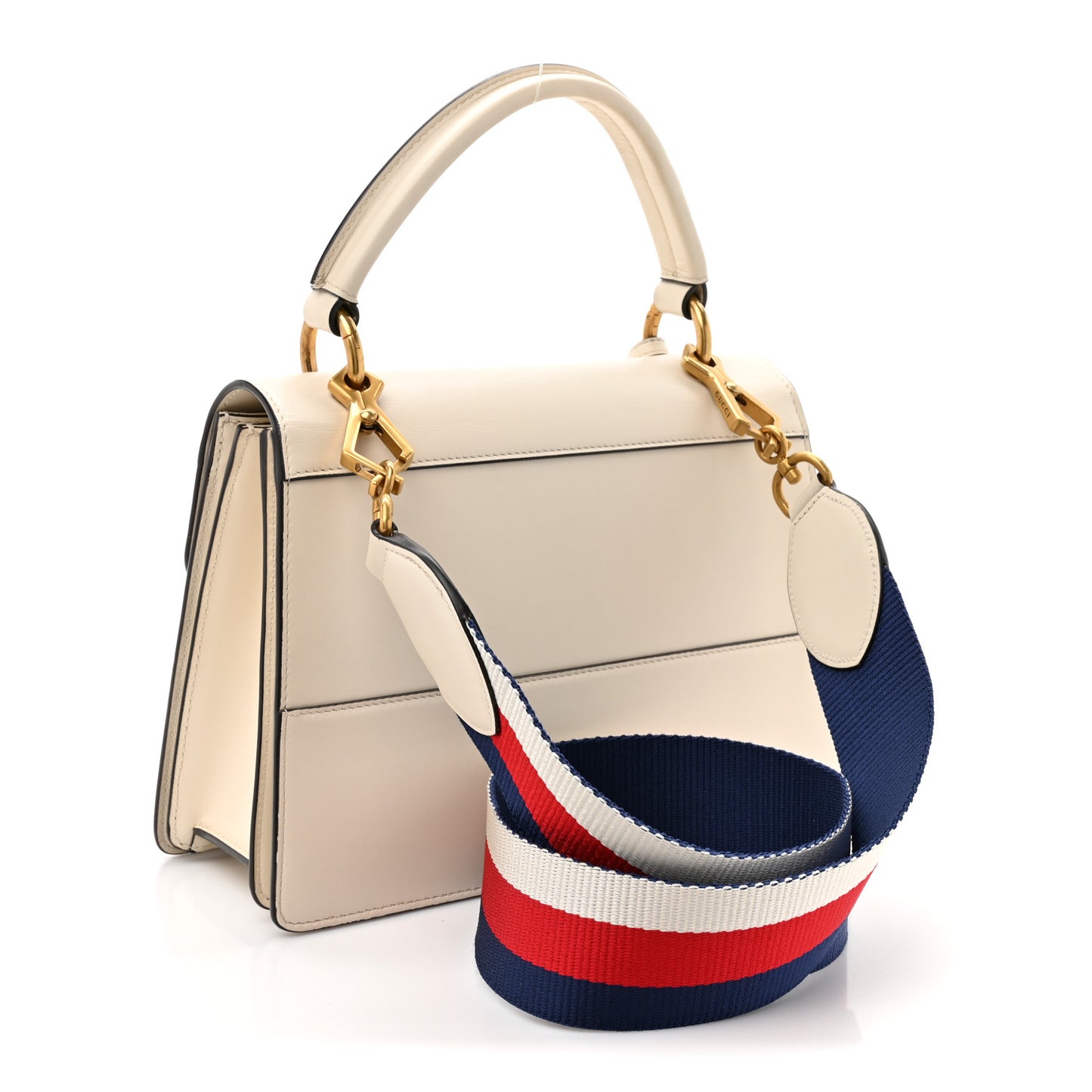 Calfskin Sylvie Web Small Queen Margaret Top Handle Bag White