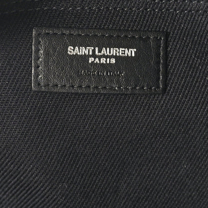Saint Laurent Linen Calfskin Rive Gauche North South Tote Black 6 of 8
