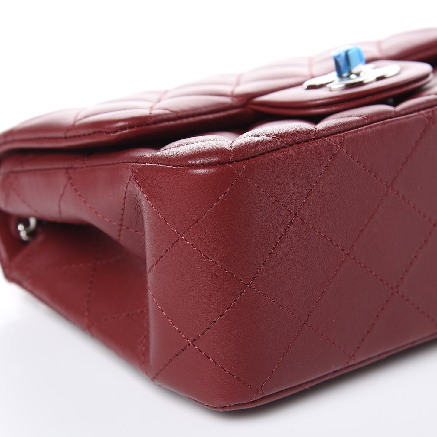 Lambskin Quilted Mini Square Flap Burgundy