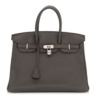 Hermes Taurillon Clemence BIRKIN 35 Etain 1 of 17
