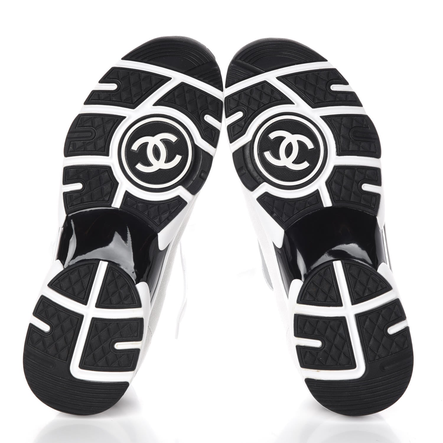 Chanel Suede Calfskin Womens CC Sneakers 39.5 White Silver Blue 8 of 9