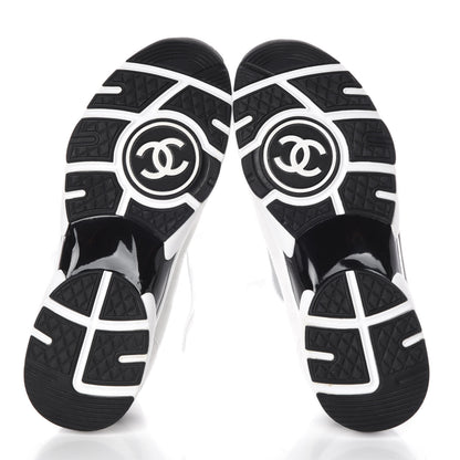 Chanel Suede Calfskin Womens CC Sneakers 39.5 White Silver Blue 8 of 9