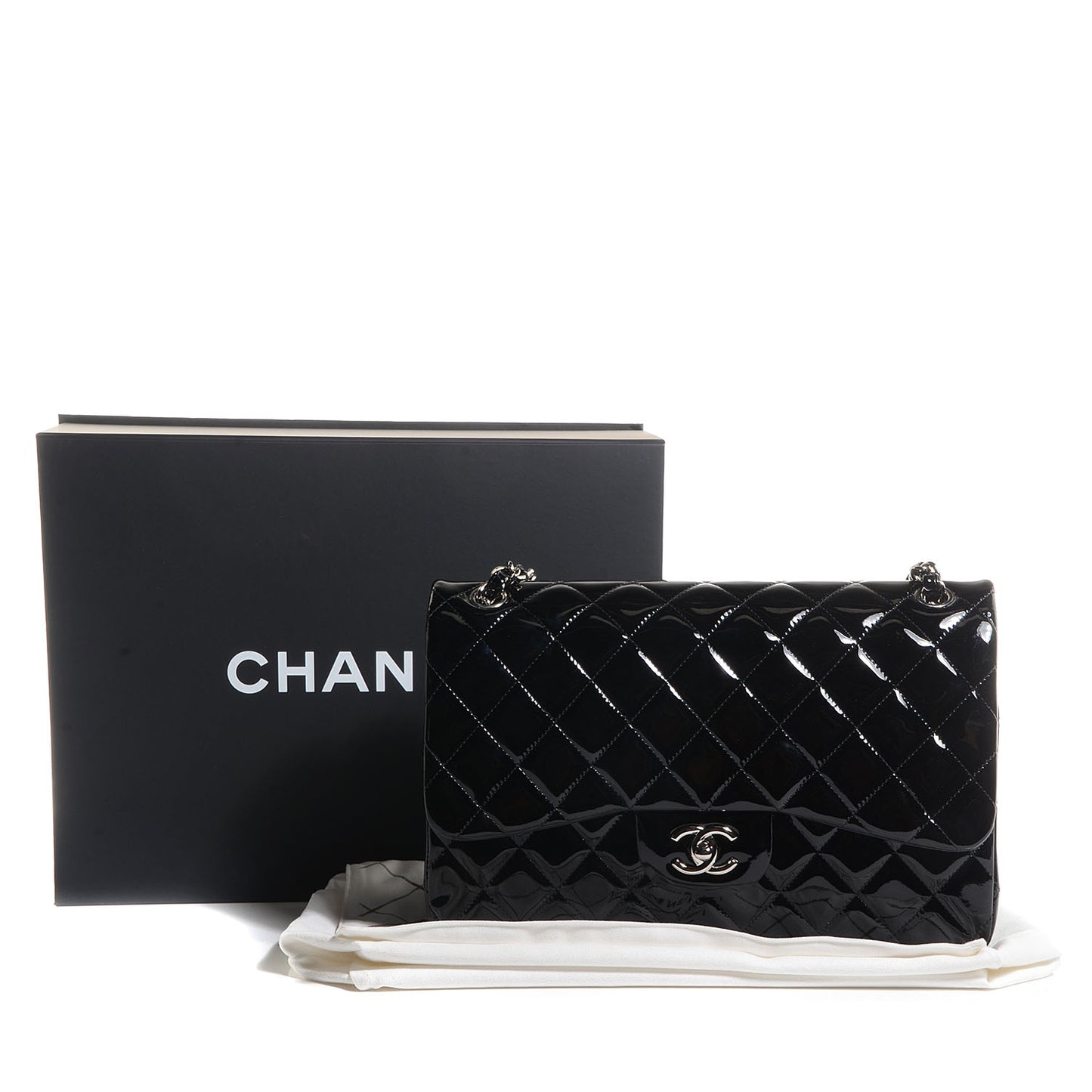 Patent Jumbo Double Flap Black