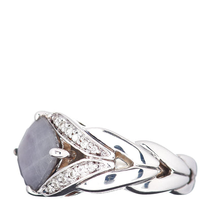 John Hardy JONH HARDY Sterling Silver Diamond Gray Sapphire Modern Chain Magic Cut Ring 54 7 3 of 5