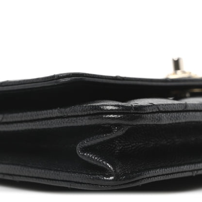 Chanel Caviar Quilted Camellia Wallet On Chain WOC Black 10 of 12