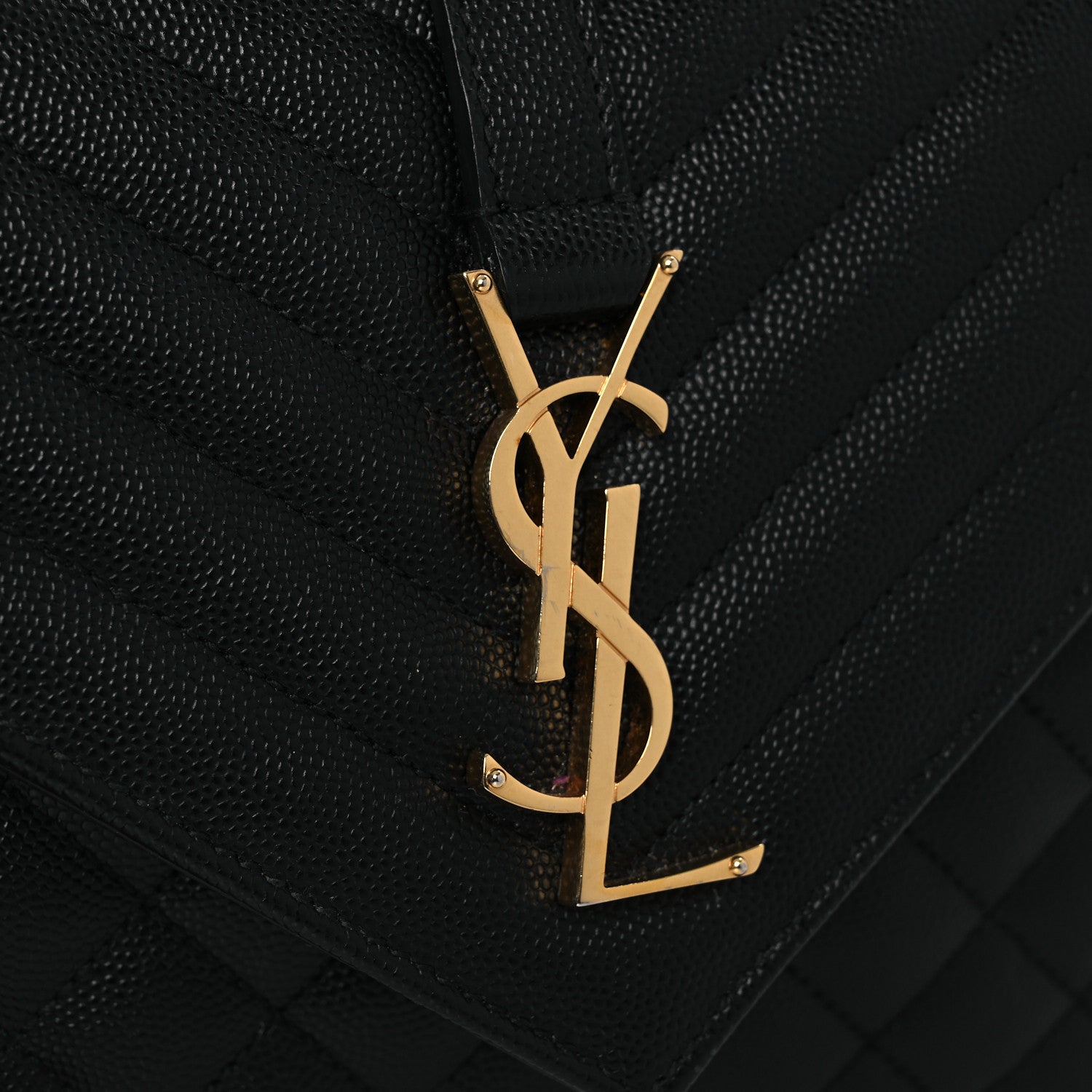 Saint Laurent Grain De Poudre Textured Mixed Matelasse Triquilt Medium Monogram Satchel Black 11 of 12