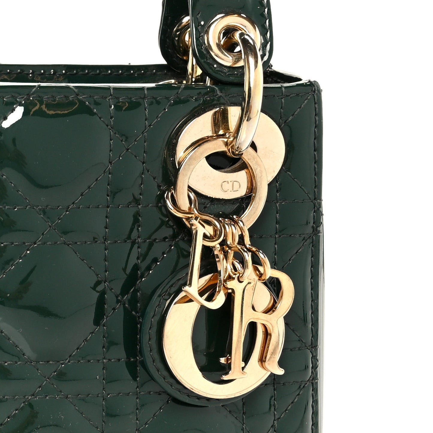 Patent Cannage Mini Lady Dior Pine Green