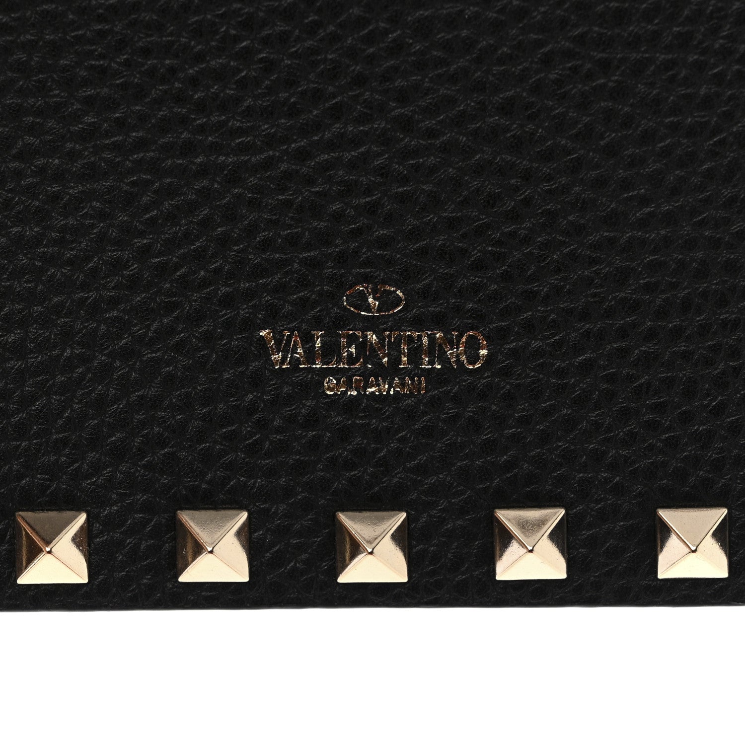 Valentino Garavani Pebbled Calfskin Rockstud Envelope Wallet on Chain Black 8 of 11