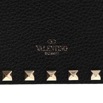 Valentino Garavani Pebbled Calfskin Rockstud Envelope Wallet on Chain Black 8 of 11