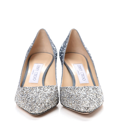 Jimmy Choo Glitter Pointy Toe Romy 60 Pumps 36 Silver Dusk Blue 2 of 9