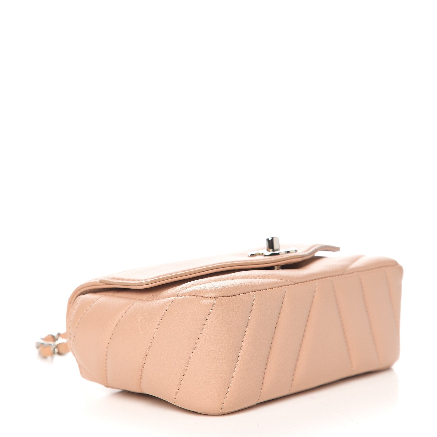 Chanel Caviar Chevron Quilted Small Single Flap Light Pink 3 of 9