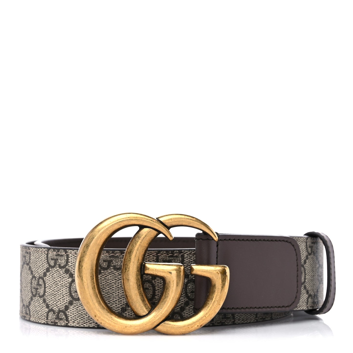 GG Supreme Monogram Matte Plutone Calfskin Double G 40mm Belt 80 32 Beige Ebony New Acero