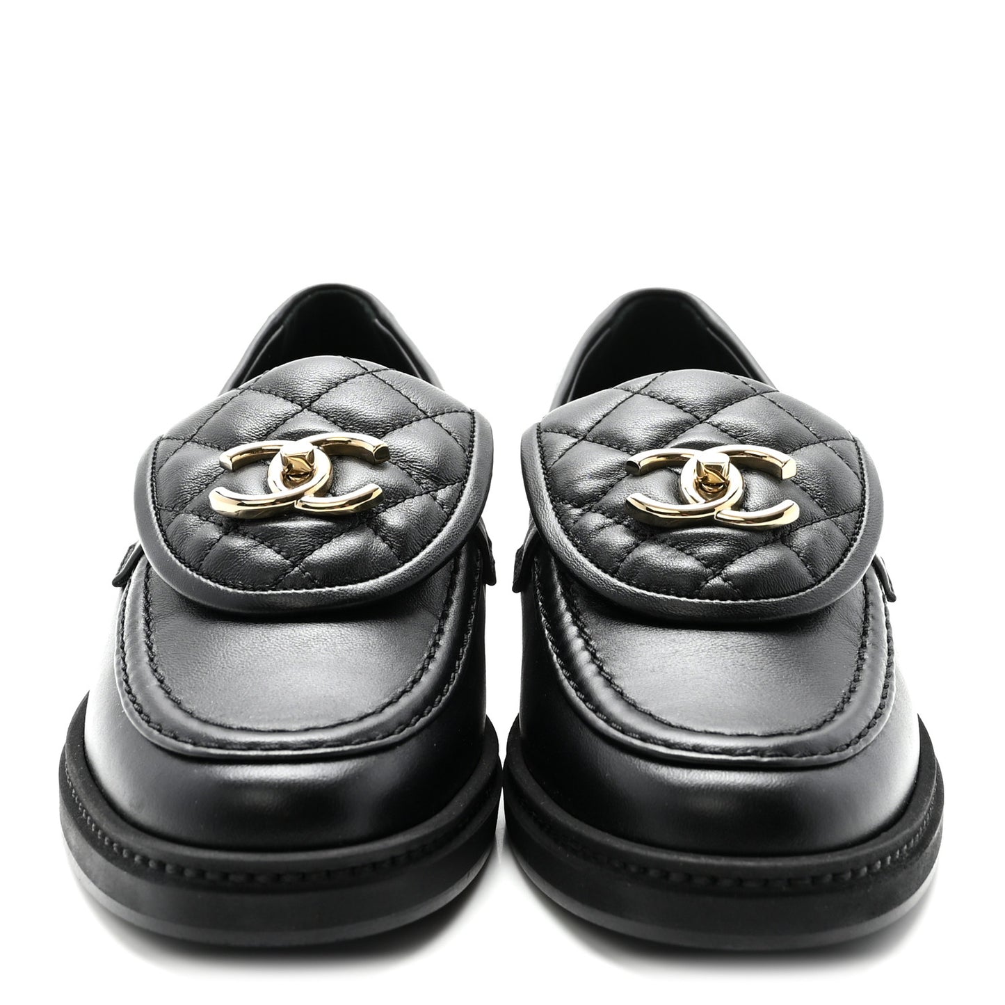 Lambskin Quilted CC Turnlock Loafers 35 Black
