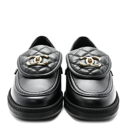 Chanel Lambskin Quilted CC Turnlock Loafers 35 Black 3 of 10